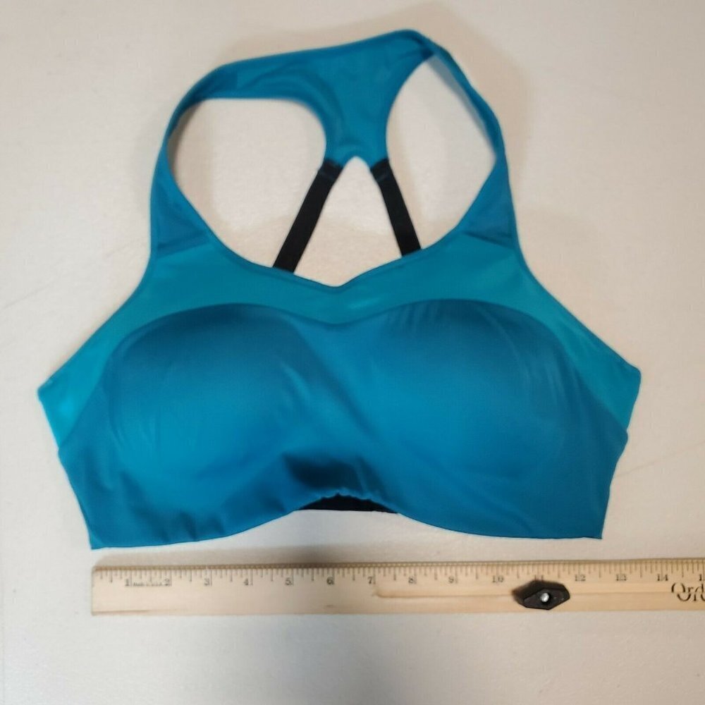Nike Women's Dri-Fit Structured Sports Bra Blue Black Hook & Eye Size Medium - Picture 7 of 8